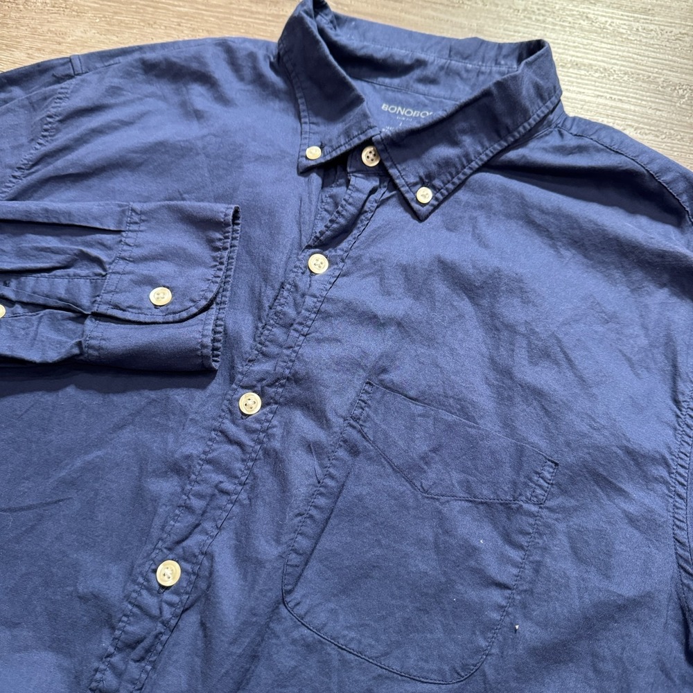 Bonobos Shirt Mens Large Blue Slim Fit 100% Cotton Minimalist Preppy Lightweight